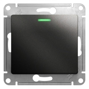 Выключатель одноклавишный Systeme Electric Glossa 10A 250V с подсветкой антрацит GSL000713