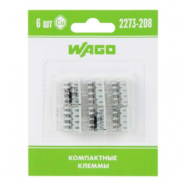 2273-208 Экcпресс-клемма, 8-проводная до 2,5 мм², (6 шт/уп) WAGO 07-5135-06 2273-208 Экcпресс-клемма, 8-проводная до 2,5 мм², (6 шт/уп) WAGO 07-5135-06