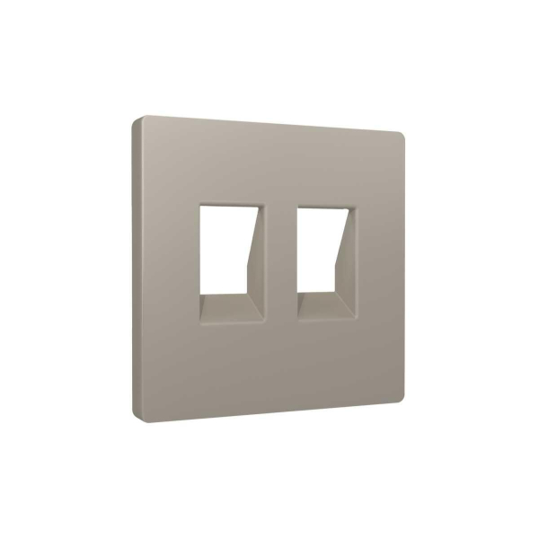 Лицевая панель для компьютерной/телефонной двойной розетки, серо-бежевый Ambrella Volt AP3721