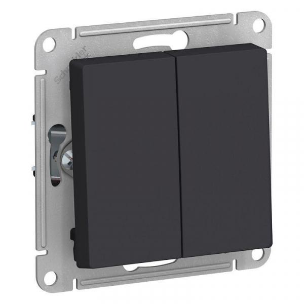 Переключатель двухклавишный проходной Systeme Electric AtlasDesign 10A 250V карбон ATN001065 Переключатель двухклавишный проходной Systeme Electric AtlasDesign 10A 250V карбон ATN001065
