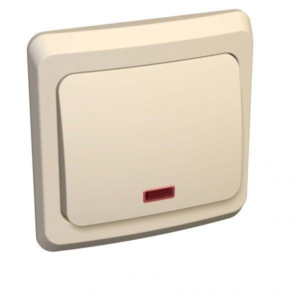 Выключатель одноклавишный Systeme Electric Этюд 10A 250V с подсветкой кремовый BC10-005K Выключатель одноклавишный Systeme Electric Этюд 10A 250V с подсветкой кремовый BC10-005K