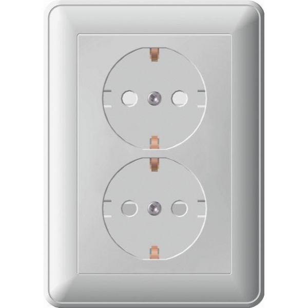 Розетка двойная 2К+З Systeme Electric W59 16A 250V со шторками слоновая кость RS16-255-28 Розетка двойная 2К+З Systeme Electric W59 16A 250V со шторками слоновая кость RS16-255-28