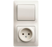 Блок розетка 2К -выключатель Systeme Electric Glossa бежевый GSL000260