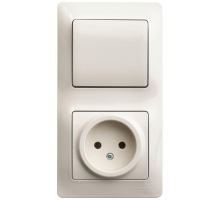 Блок розетка 2К -выключатель Systeme Electric Glossa бежевый GSL000260