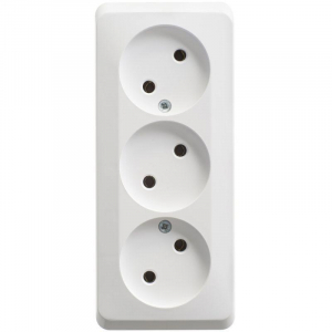 Розетка тройная 2К Systeme Electric Этюд 16A 250V белая PA16-009B