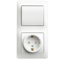 Блок розетка 2К+З -выключатель Systeme Electric Glossa белый GSL000170