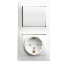 Блок розетка 2К+З -выключатель Systeme Electric Glossa белый GSL000170