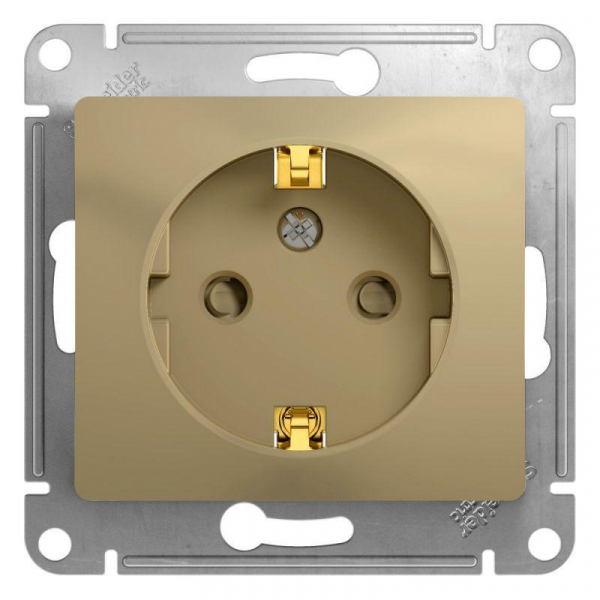 Розетка 2К+З Systeme Electric Glossa 16A 250V со шторками титан GSL000445 Розетка 2К+З Systeme Electric Glossa 16A 250V со шторками титан GSL000445