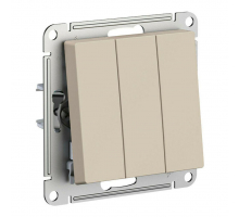 Выключатель трехклавишный Systeme Electric AtlasDesign 10A 250V песочный ATN001231