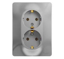 Розетка двойная 2К+З Systeme Electric Glossa 16A 250V алюминий GSL000324