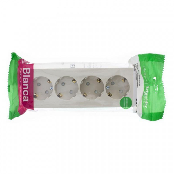 Розетка четырехместная 2К+З Systeme Electric Blanca 16A 250V со шторками бежевая BLNRA011417 Розетка четырехместная 2К+З Systeme Electric Blanca 16A 250V со шторками бежевая BLNRA011417