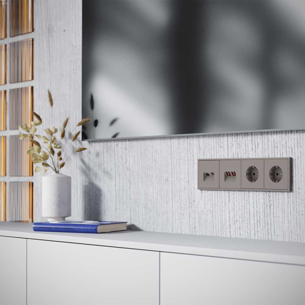 Накладка для розетки TV+RJ45 кат. 6, S70 (капучино) Voltum VLS002714