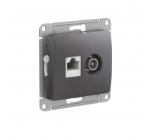 Розетка двойная компьютерная + телевизионная RJ45 Systeme Electric Glossa кат.5E графит GSL001389