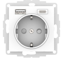 Розетка 2К+З/2хUSB Systeme Electric AtlasDesign 16A 250V Type A+С белая ATN000132