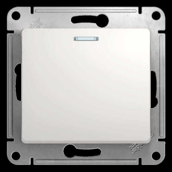 Выключатель одноклавишный Systeme Electric Glossa 10A 250V с подсветкой белый GSL000113 Выключатель одноклавишный Systeme Electric Glossa 10A 250V с подсветкой белый GSL000113