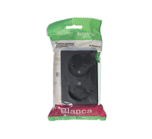 Розетка двойная 2К Systeme Electric Blanca 16A 250V антрацит BLNRA000216