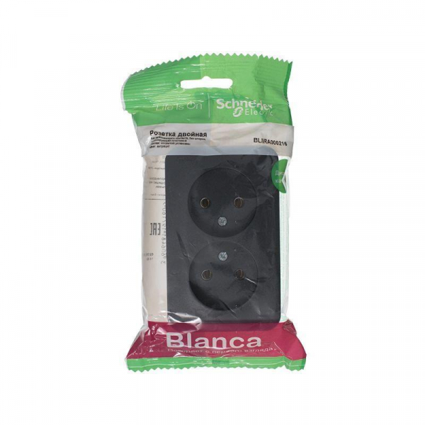 Розетка двойная 2К Systeme Electric Blanca 16A 250V антрацит BLNRA000216 Розетка двойная 2К Systeme Electric Blanca 16A 250V антрацит BLNRA000216