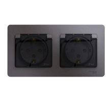 Розетка двойная 2К+З Systeme Electric Glossa 16A 250V со шторками графит GSL001347