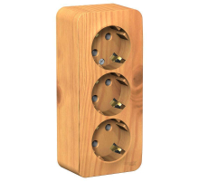 Розетка тройная 2К+3 Systeme Electric Blanca 16A 250V ясень BLNRA010315