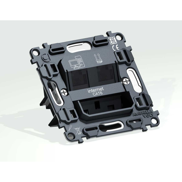 Механизм компьютерной двойной розетки RJ-45 (8P8C) CAT6 Ambrella Volt VM189
