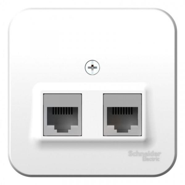 Розетка компьютерная двойная RJ45 Systeme Electric Blanca 5e кат UTP белая BLNIA045451 Розетка компьютерная двойная RJ45 Systeme Electric Blanca 5e кат UTP белая BLNIA045451