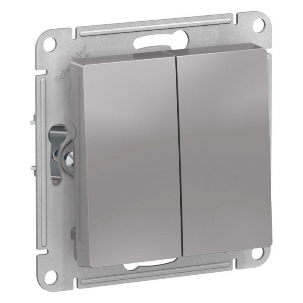 Выключатель двухклавишный Systeme Electric AtlasDesign 10A 250V алюминий ATN000351 Выключатель двухклавишный Systeme Electric AtlasDesign 10A 250V алюминий ATN000351