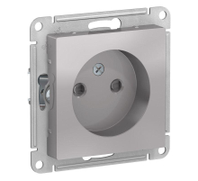 Розетка 2К Systeme Electric AtlasDesign 16A 250V со шторками алюминий ATN000349