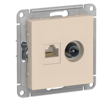 Розетка компьютерная RJ45/TV Systeme Electric AtlasDesign 5e кат UTP бежевая ATN000289
