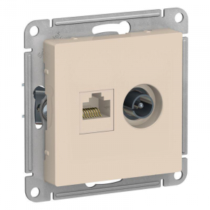 Розетка компьютерная RJ45/TV Systeme Electric AtlasDesign 5e кат UTP бежевая ATN000289