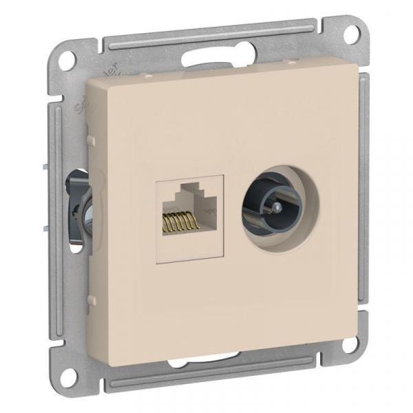 Розетка компьютерная RJ45/TV Systeme Electric AtlasDesign 5e кат UTP бежевая ATN000289 Розетка компьютерная RJ45/TV Systeme Electric AtlasDesign 5e кат UTP бежевая ATN000289