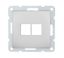 Накладка LK Studio с суппортом розетки двойной телефонной, компьютерной RJ (серебристый металлик) LK80 846203-0