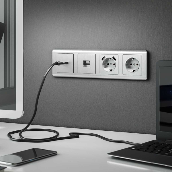 Накладка Werkel для розетки HDMI серебряный рифленый WL09-HDMI-CP 4690389128318