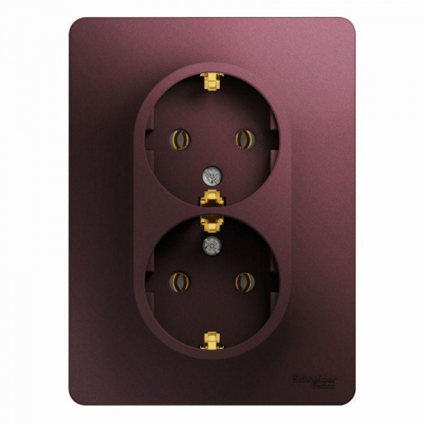Розетка двойная 2К+З Systeme Electric Glossa 16A 250V баклажановая GSL001124