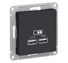 Розетка 2хUSB Systeme Electric AtlasDesign Type A+A карбон ATN001033