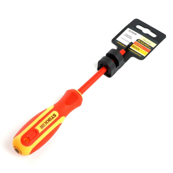 Отвертка шлицевая диэлектрическая Stekker SL 4.0 х 100мм, SDE-SL40-100 39767