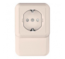 Розетка плинтусная 2К+З Systeme Electric Прима 16A 250V со шторками белая RA16-003-2M-B