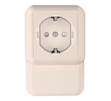Розетка плинтусная 2К+З Systeme Electric Прима 16A 250V со шторками белая RA16-003-2M-B