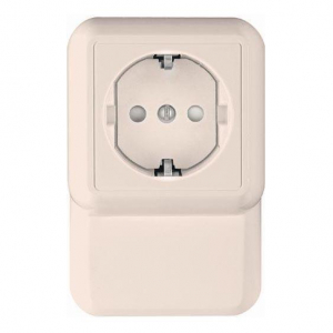 Розетка плинтусная 2К+З Systeme Electric Прима 16A 250V со шторками белая RA16-003-2M-B