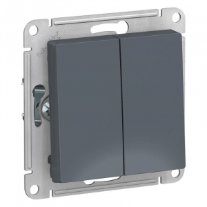 Переключатель двухклавишный проходной Systeme Electric AtlasDesign 10A 250V грифель ATN000765