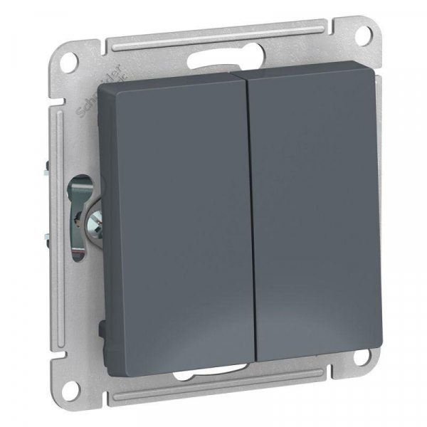 Переключатель двухклавишный проходной Systeme Electric AtlasDesign 10A 250V грифель ATN000765 Переключатель двухклавишный проходной Systeme Electric AtlasDesign 10A 250V грифель ATN000765
