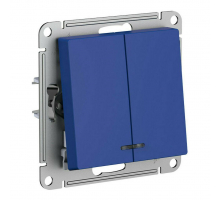 Выключатель двухклавишный Systeme Electric AtlasDesign 10A 250V с подсветкой аквамарин ATN001153