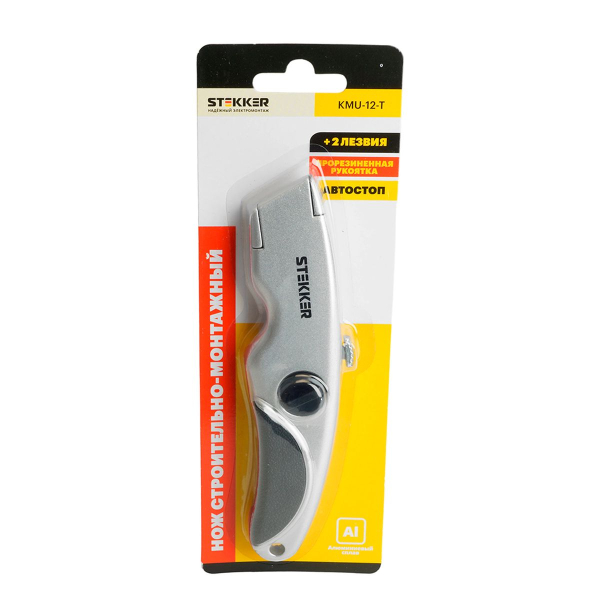 Нож строительно-монтажный с трапециевидным лезвием, 19 мм, 2 лезвия в рукоятке KMU-12-T 50199