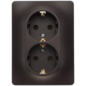 Розетка двойная 2К+З Systeme Electric Glossa 16A 250V шоколад GSL000824