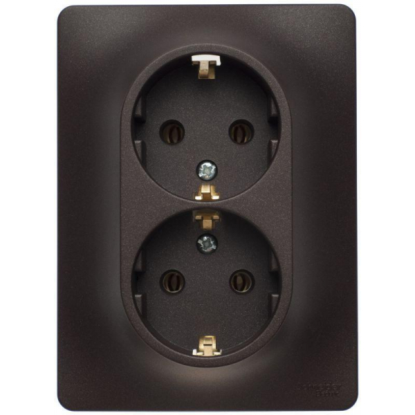 Розетка двойная 2К+З Systeme Electric Glossa 16A 250V шоколад GSL000824
