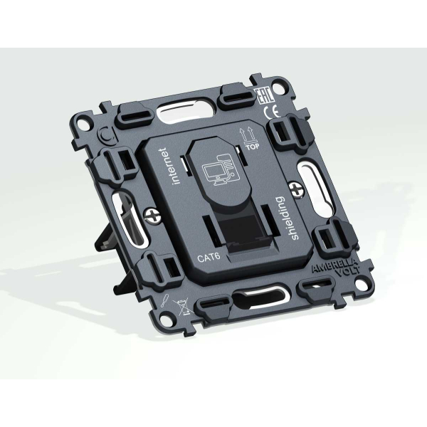 Механизм компьютерной розетки RJ-45 (8P8C) CAT6A экранированной с автоматической защитной шторкой QUANT VM185