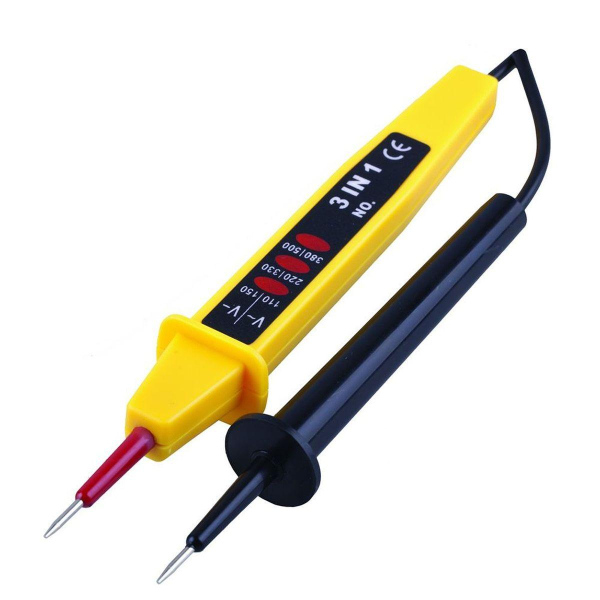 Тестер ступенчатой индикации напряжения STEKKER TST500-2  контактный двухполюсной до 500V, желтый