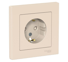 Розетка 2К+З Systeme Electric AtlasDesign 16A 250V со шторками бежевая ATN000244