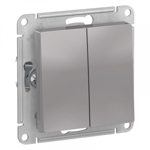 Переключатель двухклавишный проходной Systeme Electric AtlasDesign 10A 250V алюминий ATN000365