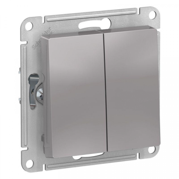 Переключатель двухклавишный проходной Systeme Electric AtlasDesign 10A 250V алюминий ATN000365 Переключатель двухклавишный проходной Systeme Electric AtlasDesign 10A 250V алюминий ATN000365