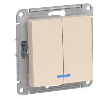 Выключатель двухклавишный Systeme Electric AtlasDesign 10A 250V с подсветкой бежевый ATN000253 Выключатель двухклавишный Systeme Electric AtlasDesign 10A 250V с подсветкой бежевый ATN000253
